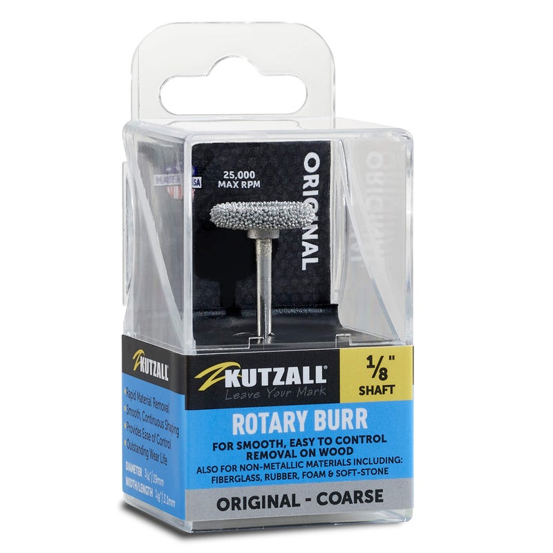Kutzall Original Rotor Saw Burr, 1â„8" Shaft, Coarse - Wood Carving Bit for Dremel, Foredom, DeWalt, Milwaukee. Abrasive Tungsten Carbide, 3â„4" (19mm) Dia. X 1â„8" (3.1mm) Length, RS-34-E - Image 1
